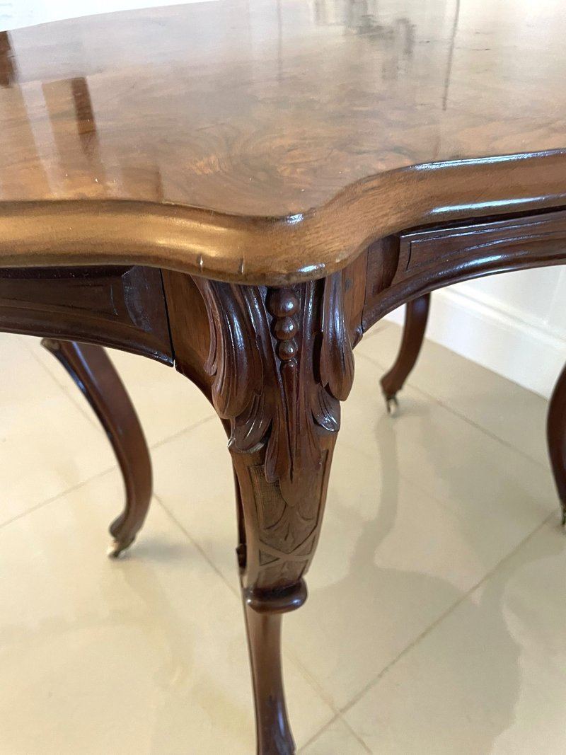 Antique Victorian Quality Freestanding Burr Walnut Centre Table - Image 7